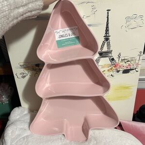 Jingles & Joy pink Christmas tree melamine platter